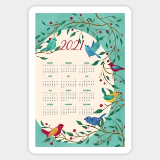 Chirping into 2021 - Calendar design Sticker